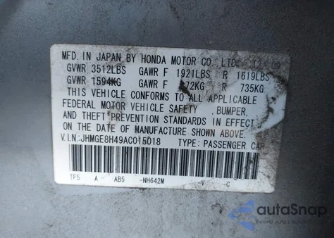 2010 Honda Fit Sport z USA, uszkodzony, nr VIN JHMGE8H49AC015018